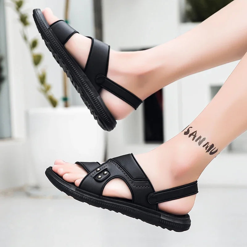 WIENJEED Mens Sandals Open Toe Flat Casual Outdoor Walking Shoes