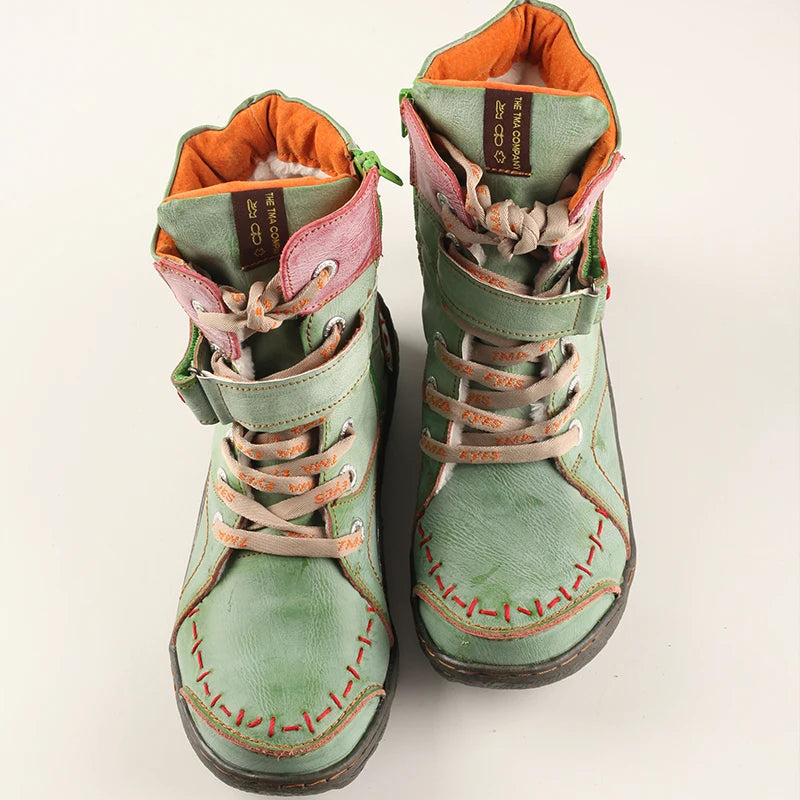 Women Leather Boots Plush Lining