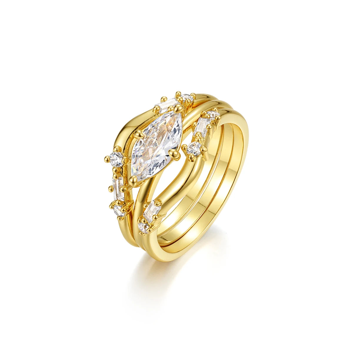 Moissanite Ring Set 3pc S925 Sterling Silver 1ct Marquise Jewelry