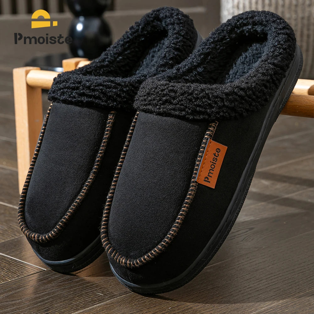 Men's Suede Slippers With Memory Foam Cushion And TPR Sole