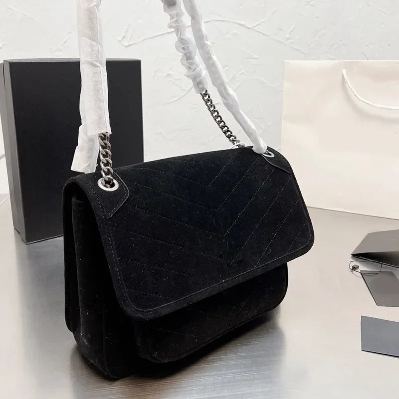Bag Suede With Tassel Lock Decoration