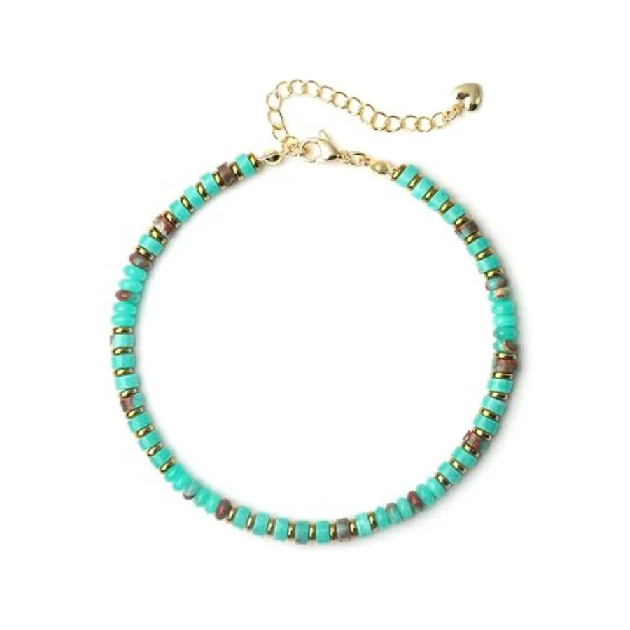 Natural Stone Beaded Anklets For Women Handmade Boho Turquoise Beads Jewelry