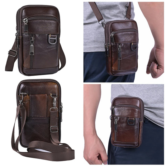 APWIKOGER Men Crossbody Bag Waterproof Leather Shoulder Bag For Travel