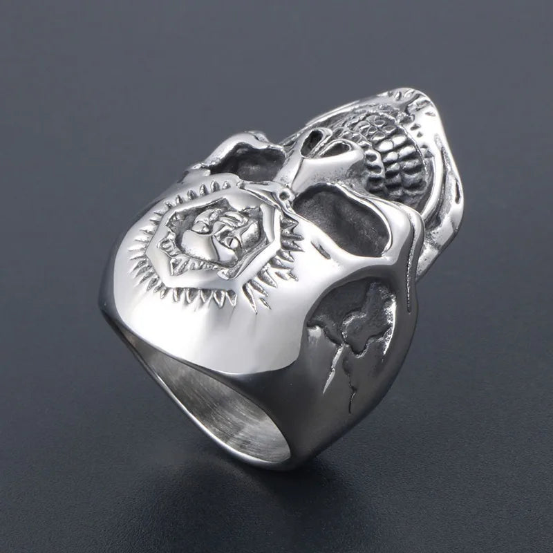 Titanium Skull Ring Double-Headed Face