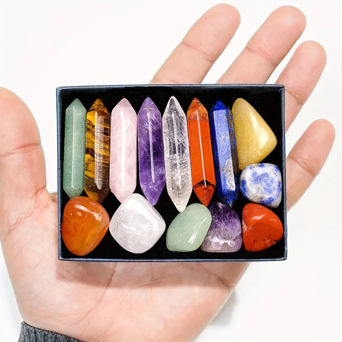 Crystal Chakra Pillar Set 14 Pieces For Yoga Energy And Home Decor