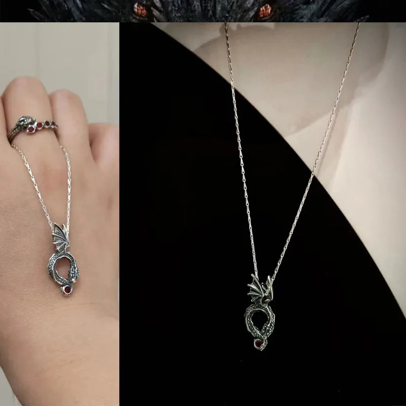 925 Necklace Sterling Silver Dragon Pendant