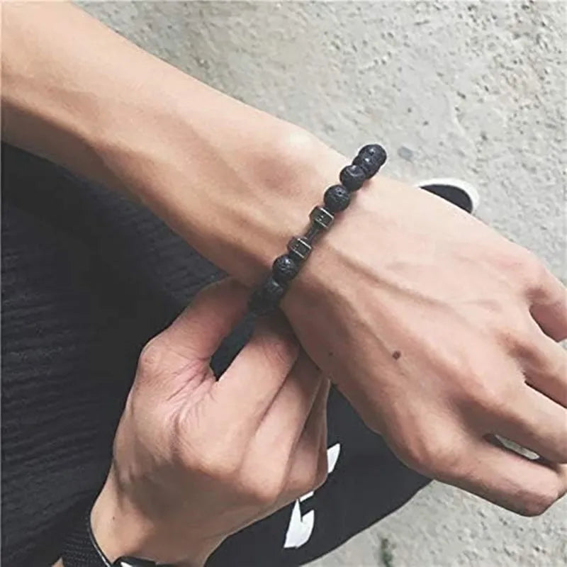 Bracelet Volcanic Lava Stone Dumbbell