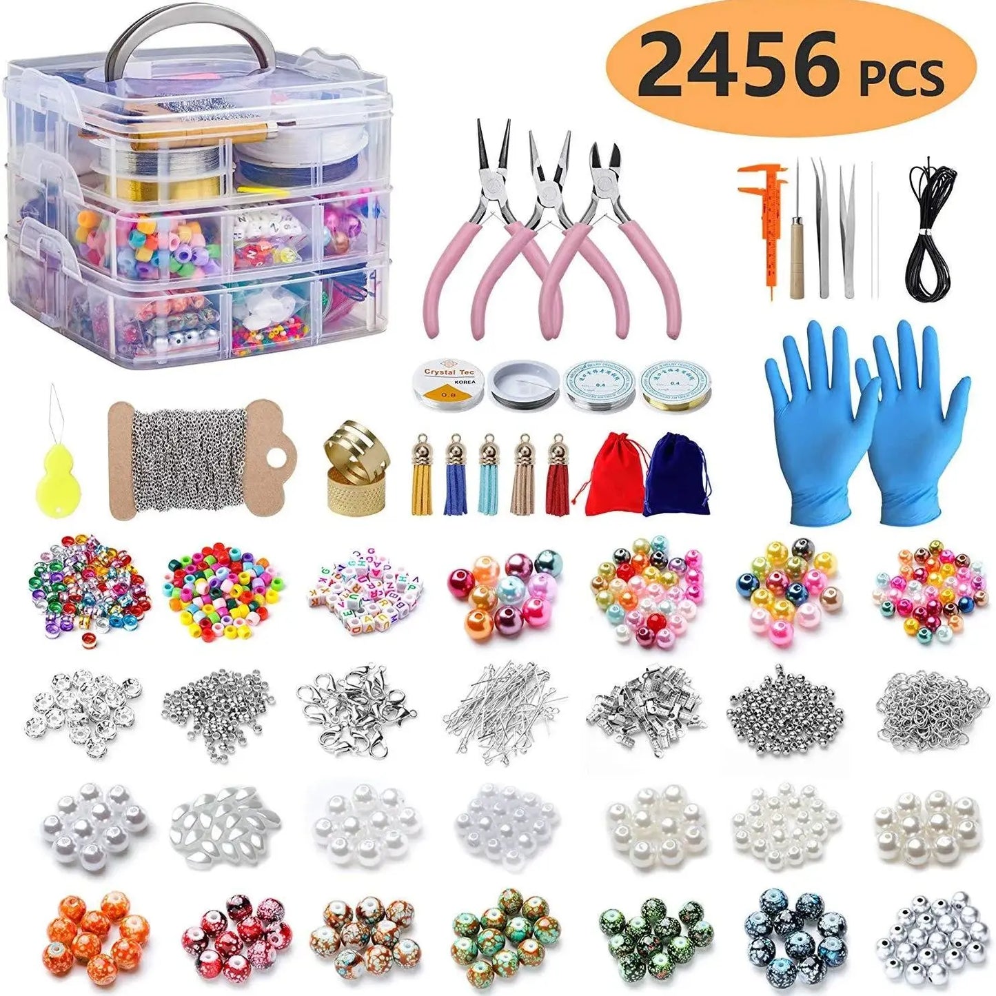 Deluxe DIY Bead Jewelry Making Kit 2456 Beads And Findings