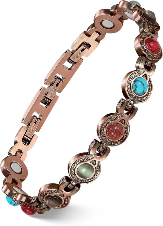 Copper Magnetic Bracelet With 3800 Gauss Turquoise Stones