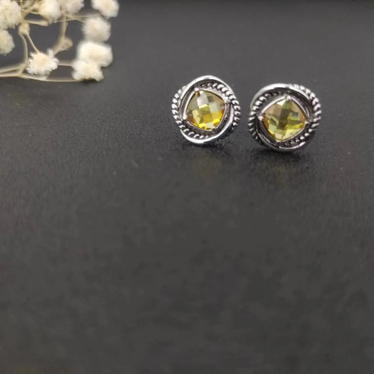 Sterling Silver Zircon Stud Earrings 925