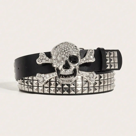 Buckle Belt Skull PU Leather Decorative