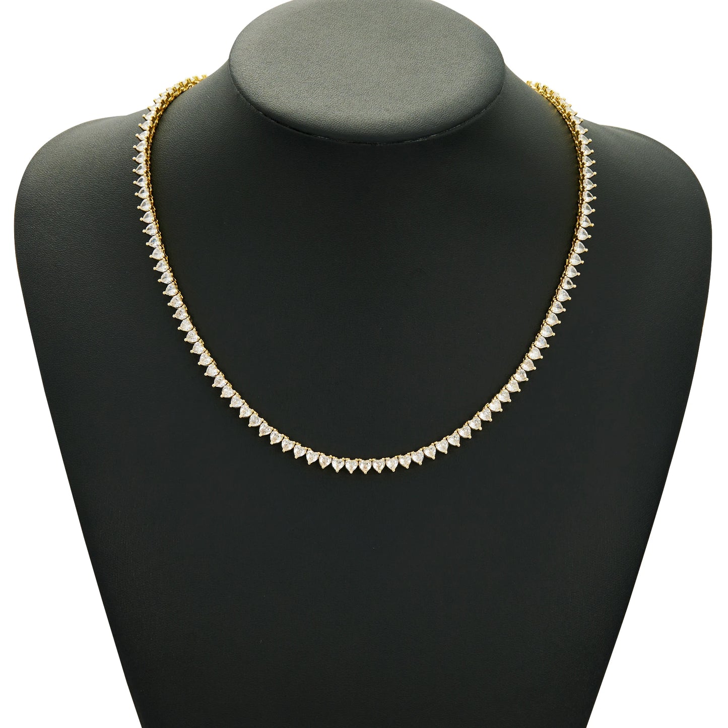 Tennis Necklace And Bracelet With 4mm Heart CZ Stones