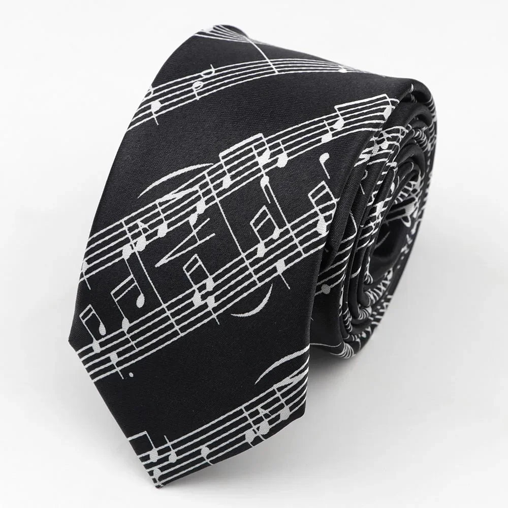 Necktie Musical Notes Printed With Piano Guitar Pattern