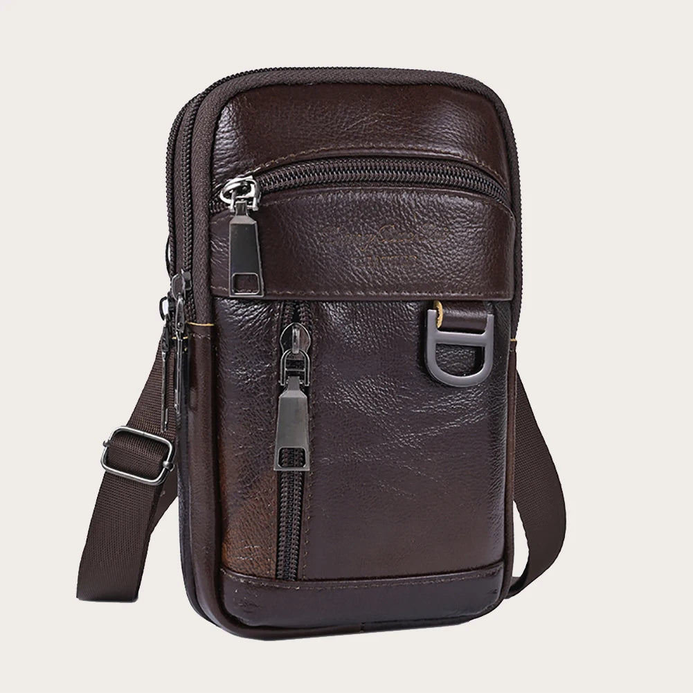 APWIKOGER Men Crossbody Bag Waterproof Leather Shoulder Bag For Travel