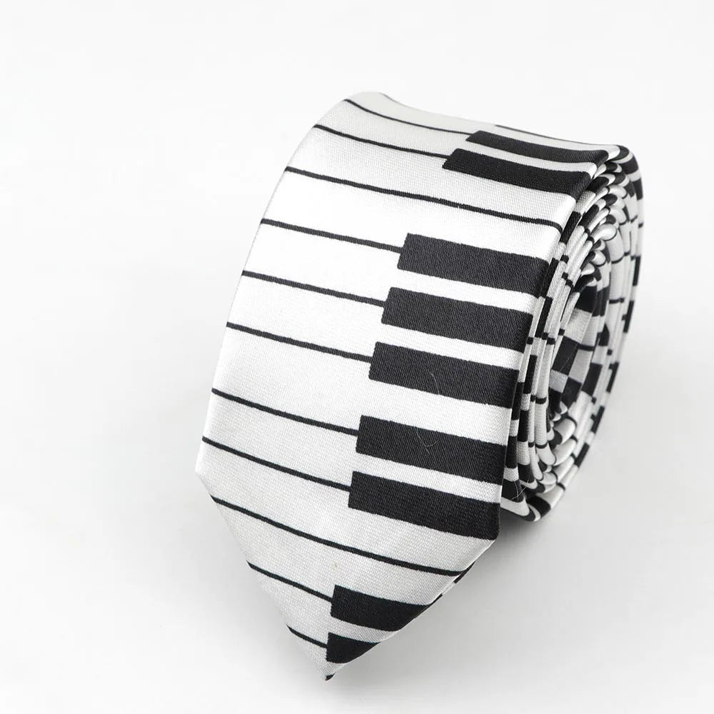 Necktie Musical Notes Printed With Piano Guitar Pattern