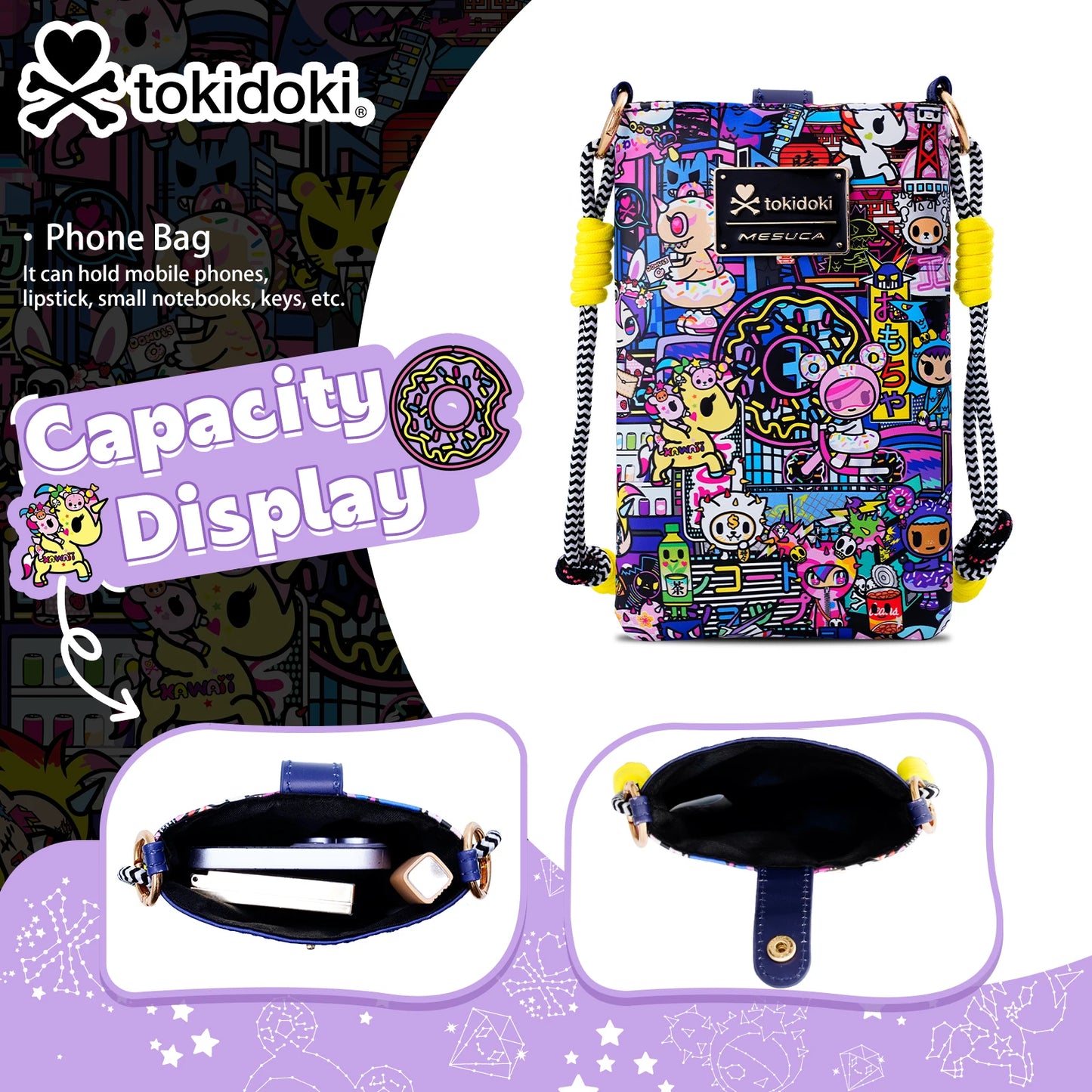 Tokidoki Unicorno PU Leather Crossbody Phone Bag With Adjustable Strap