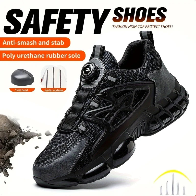 Men's Work Shoes With Elastic Laces