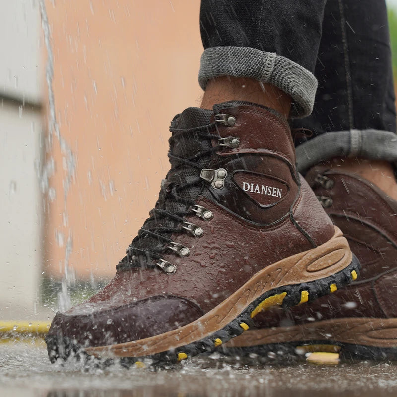 Waterproof Leather Work Boots Men Indestructible Safety Shoes