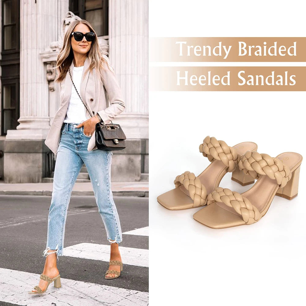 Sandals Women's Braided Heels  Open Toe
