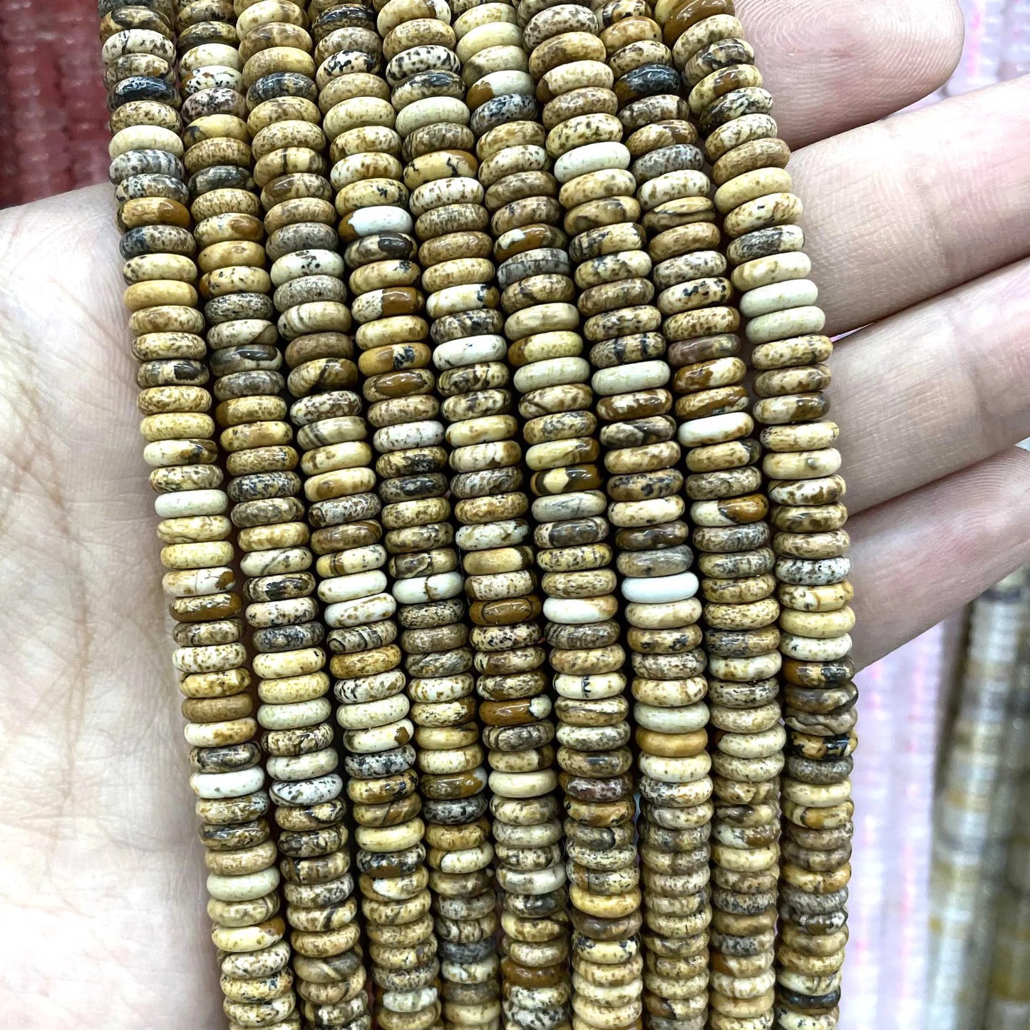 Natural Stone Bead Spacers Quartz Jasper Agate Flat Round