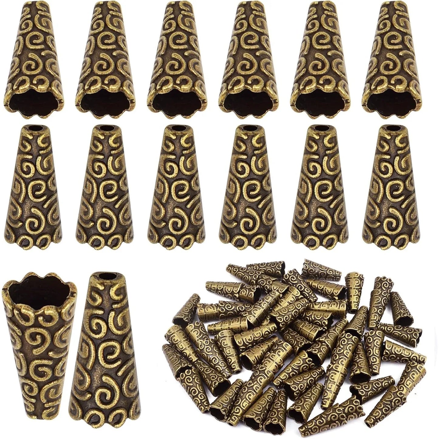 Antique Bronze Bead Caps Tibetan Alloy Cone End Caps 100pcs