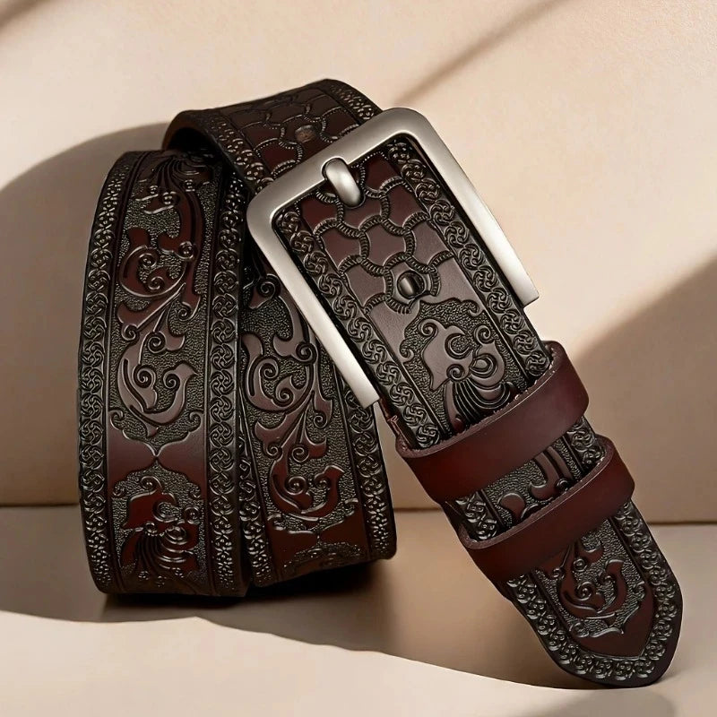 Leather Western Style Belt Alloy Buckle