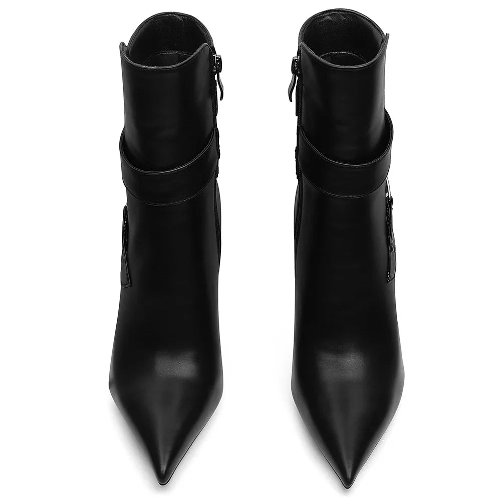Womens High Heeled Boots Pointed Toe High Side Zipper