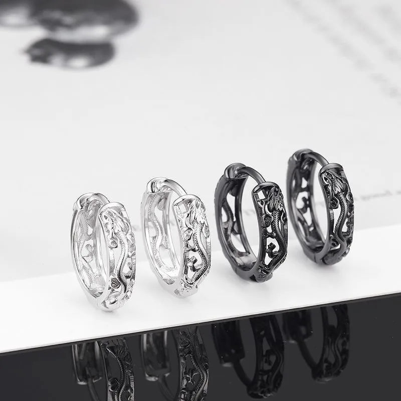 Sterling Silver Dragon Stud Earrings