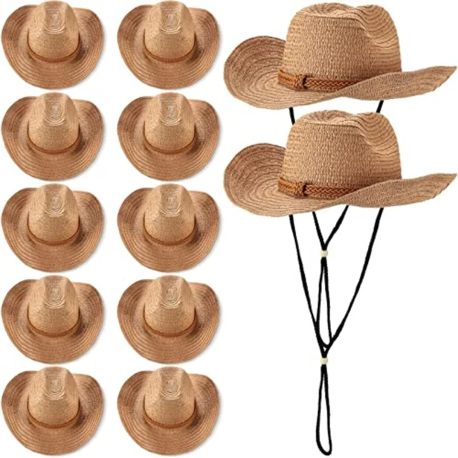 Straw Cowboy Hats for Women and Men Wide Brim