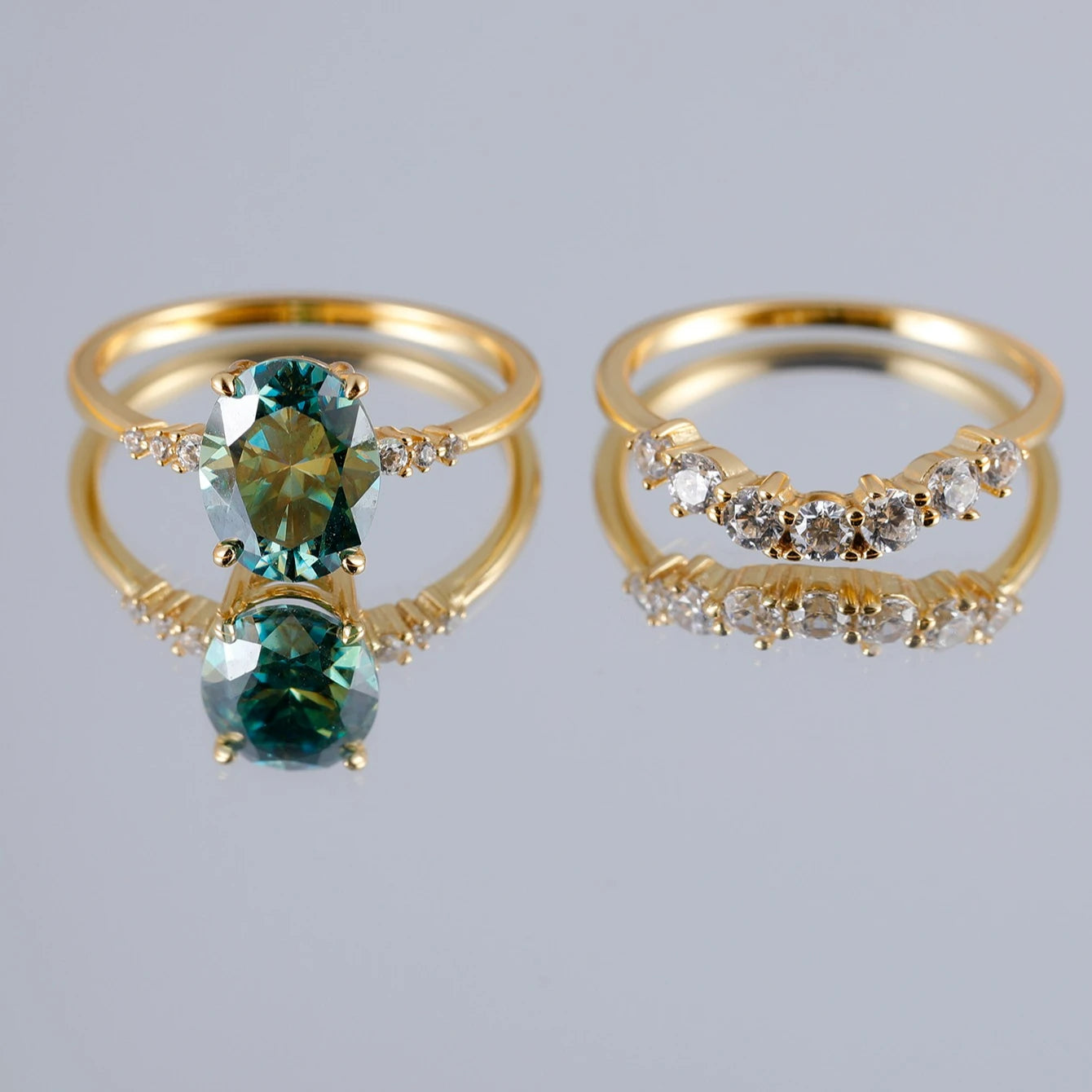 S925 Silver Moissanite Ring 18K Gold Plated