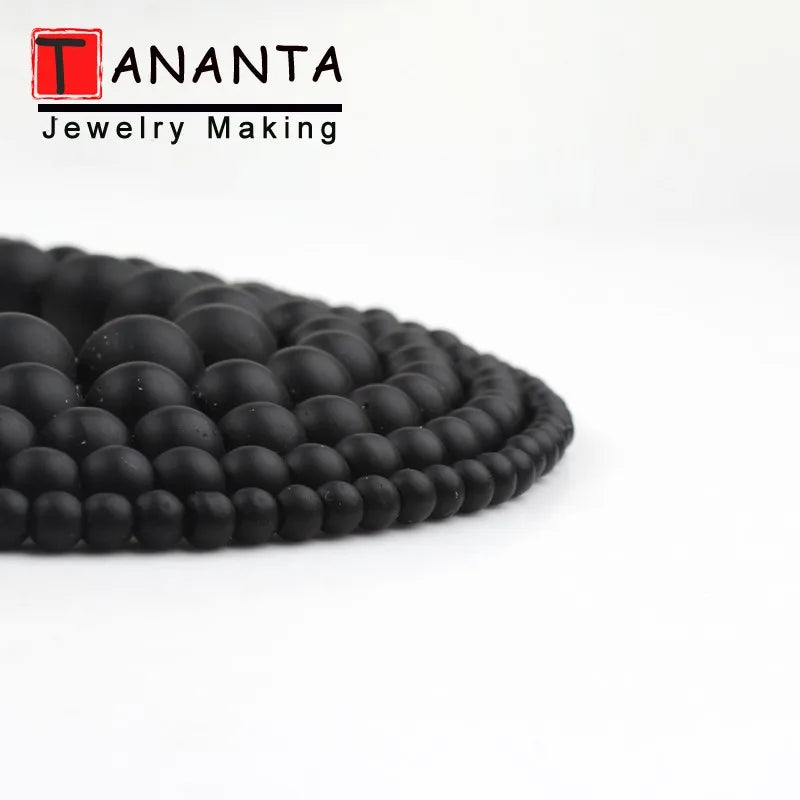 Tanantadiy Matte Agate Onyx Round Beads For Jewelry Making