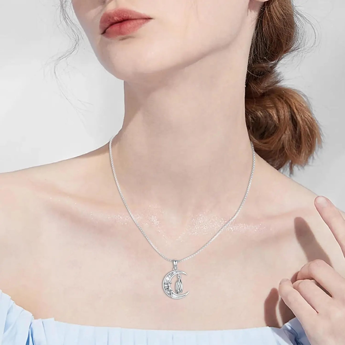 Bat Necklace 925 Sterling Silver Crescent Moon Pendant