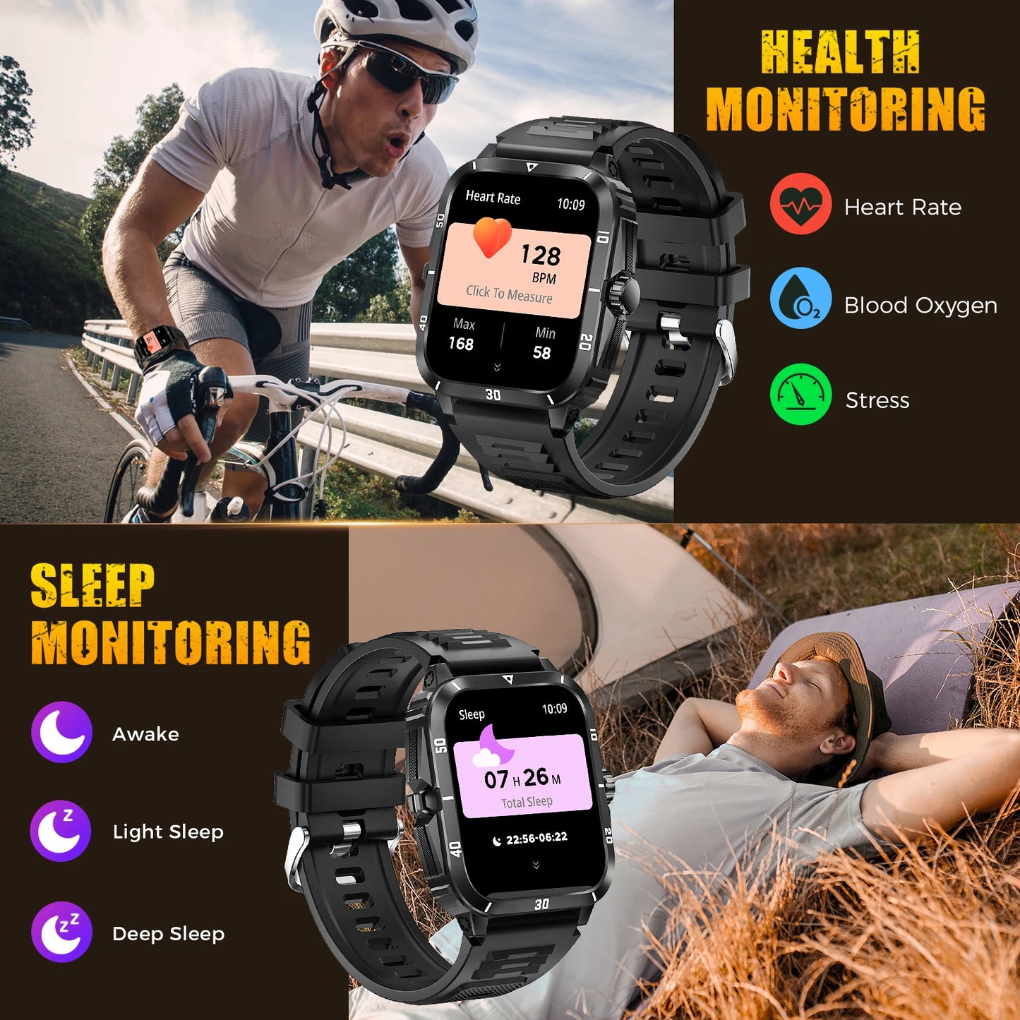 LaNikar Smart Watch KT71 3ATM Heart Rate Bluetooth