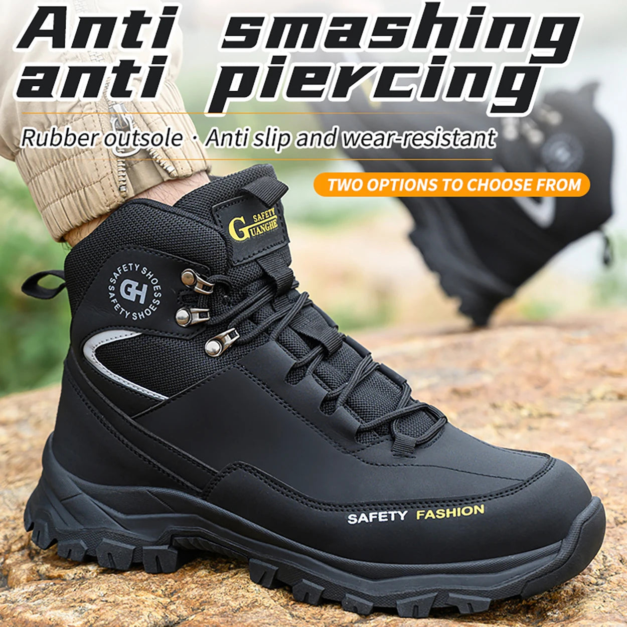 Men's Steel Toe Work Boots Waterproof Safety Shoes