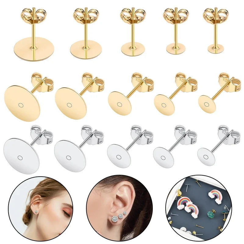 925 Silver Earring Studs Blank Post Base Pins