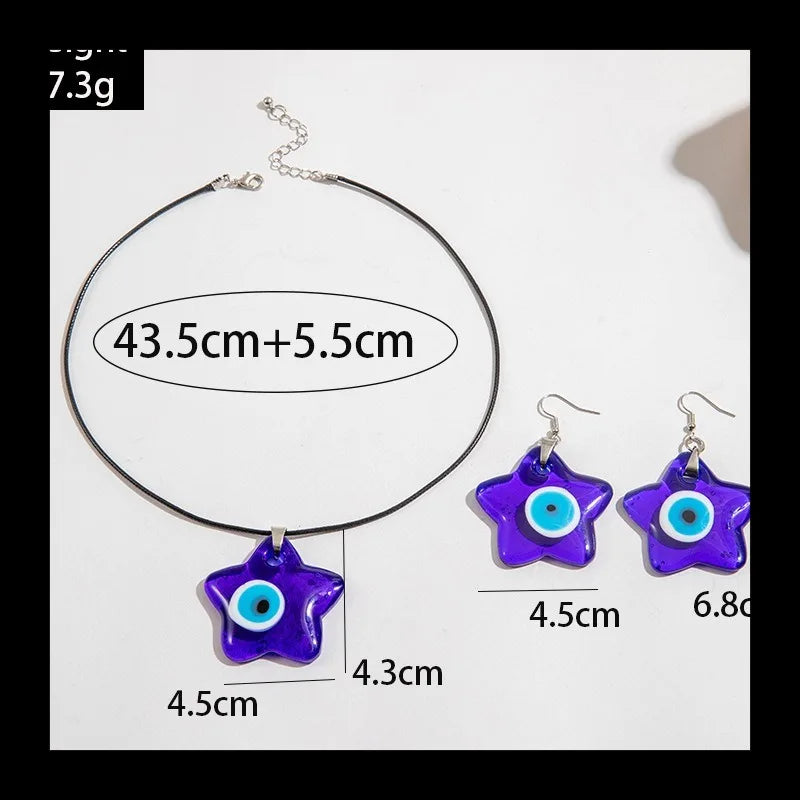 Earrings Necklace Devil's Eye Pendant Set