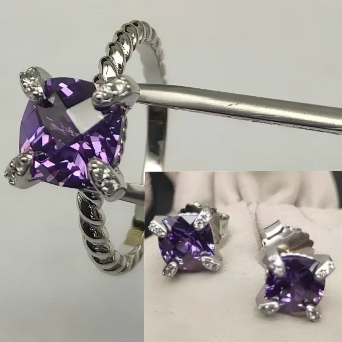 Earring, Ring, Necklace  8mm  Stone Set