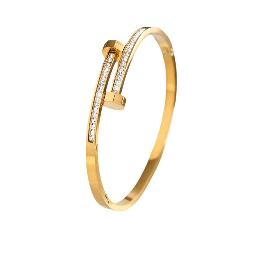 Bracelet Stacked With Zircon Inlaid Bangles