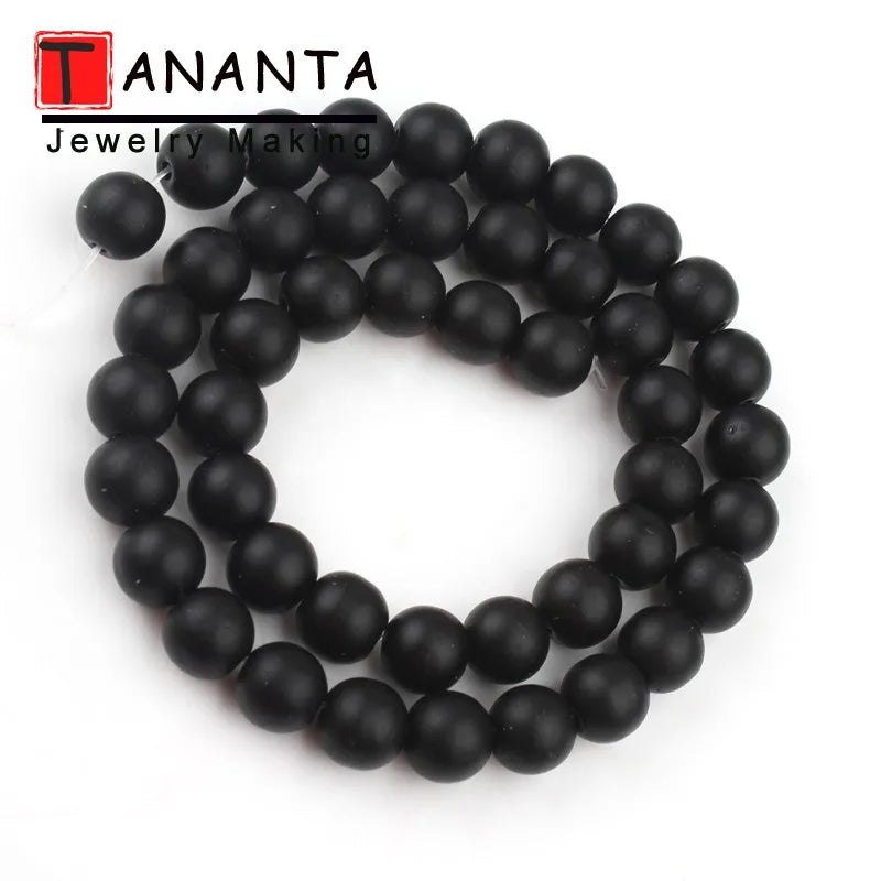 Tanantadiy Matte Agate Onyx Round Beads For Jewelry Making