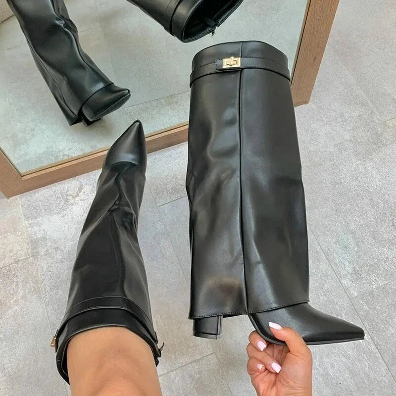 Women's Boots Pointed Toe Metal Buckle