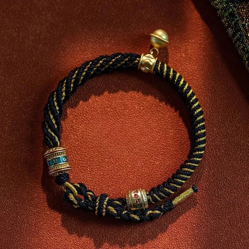 Om Mani Padme Hum Tibetan Knot Cord Bracelet Unisex Cotton