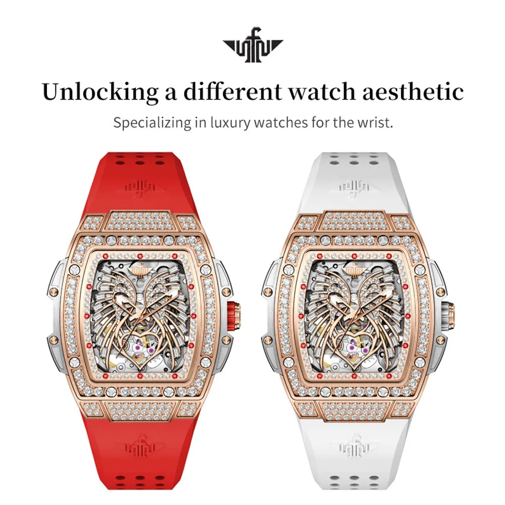 OUPINKE Diamond Watch Stainless Steel Case