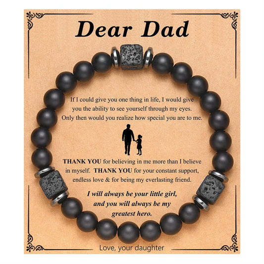 APWIKOGER Mens Beaded Bracelet Lava Stone Love Card Gift