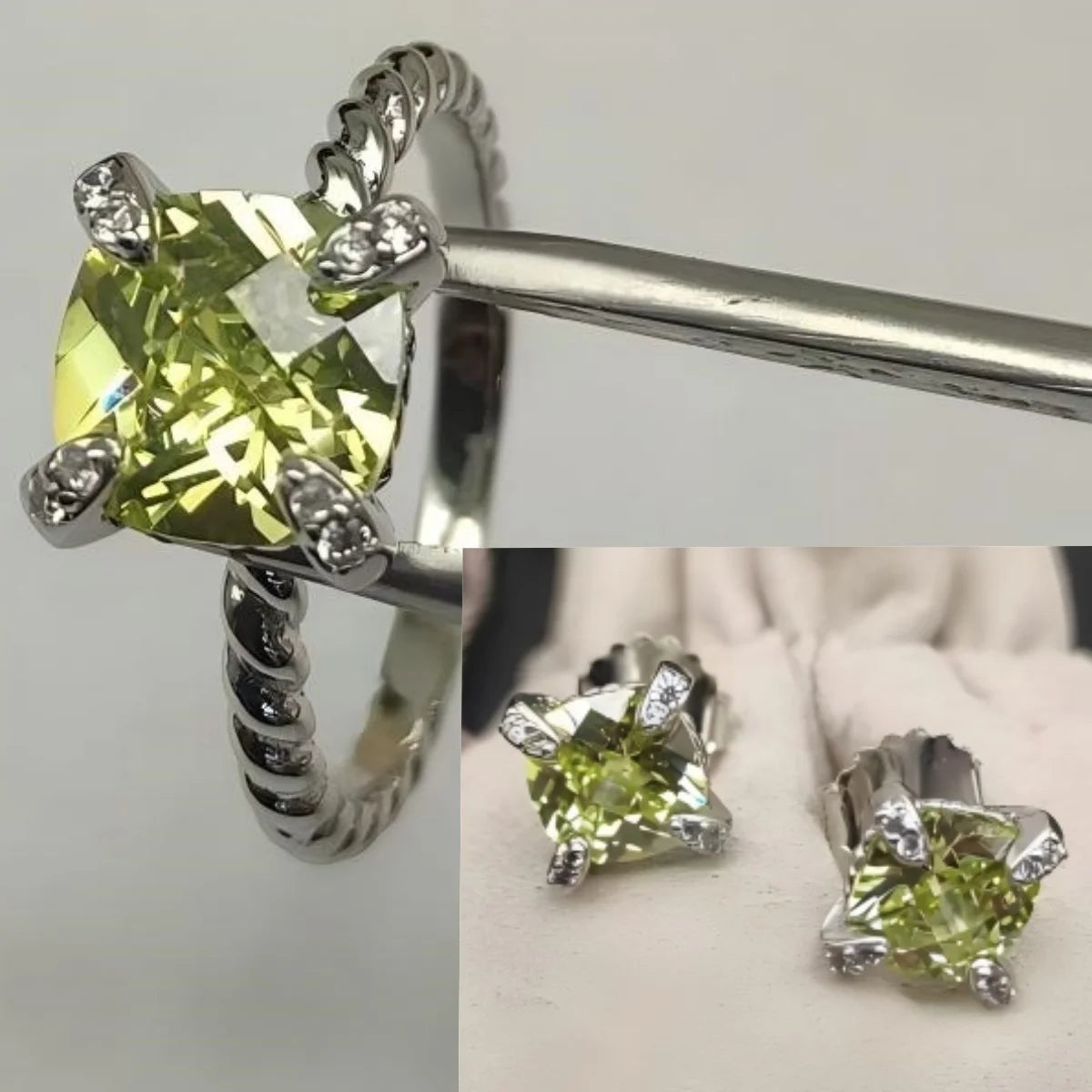 Earring, Ring, Necklace  8mm  Stone Set