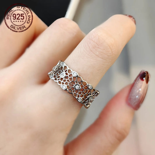 Vintage Hollow Zircon Band Ring