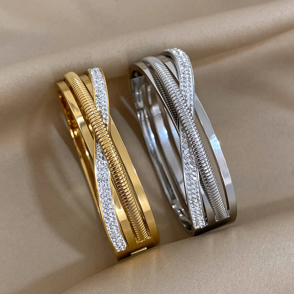 Cross Bracelet Rhinestone Cuff Bangle