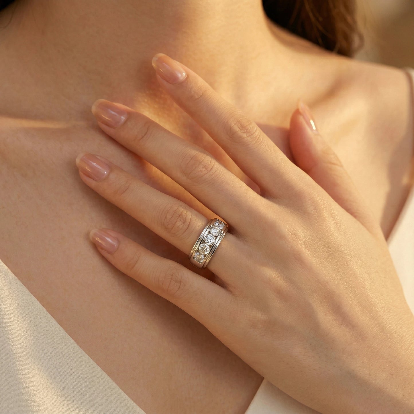 Moissanite Ring Sterling Silver 2 Carat
