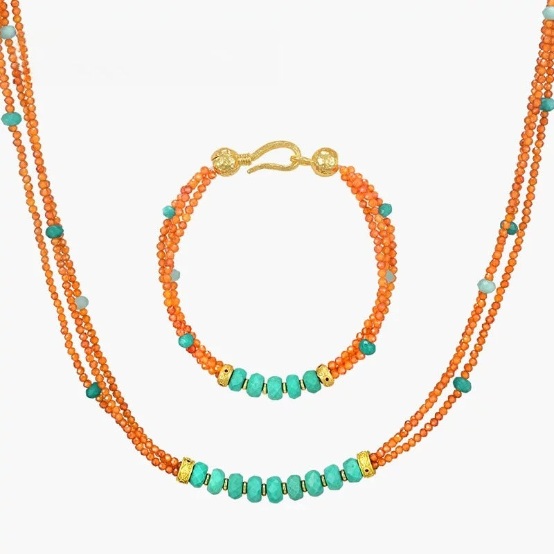 Silver Necklace With Beaded Artificial Gemstones Fashion