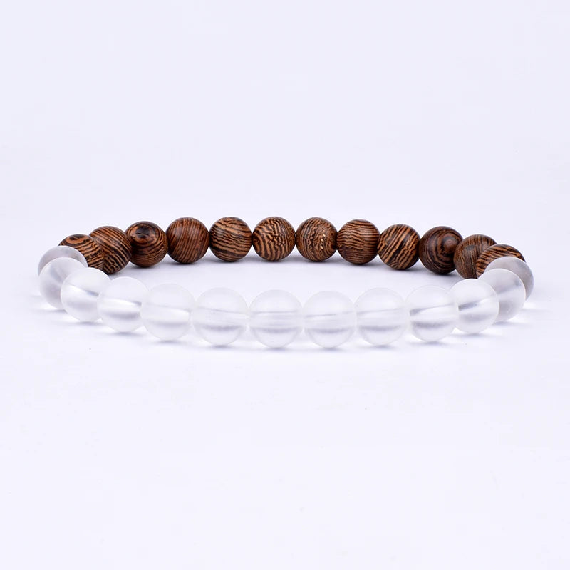 Volcanic Stone Lava Wood Beaded Bracelet Tibetan Buddhist Unisex Gift