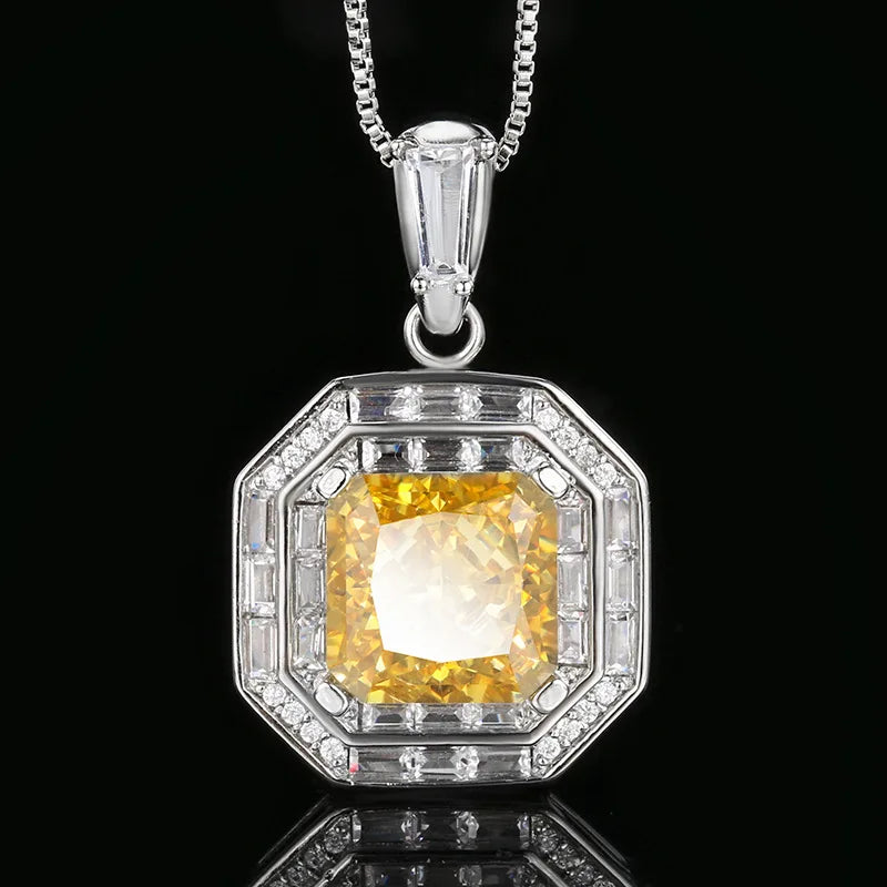 Necklace Ring Set Diamond Ice Flower Cut Square